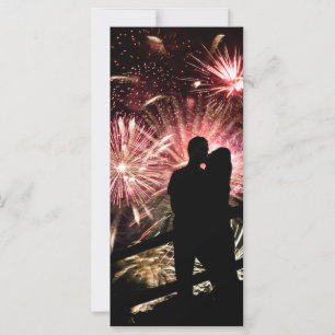 Carte Fireworks Couple Kisser Silhouette