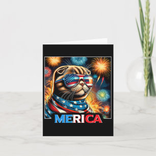 Carte Fireworks Patriotique Scottish Pold Cat Merica