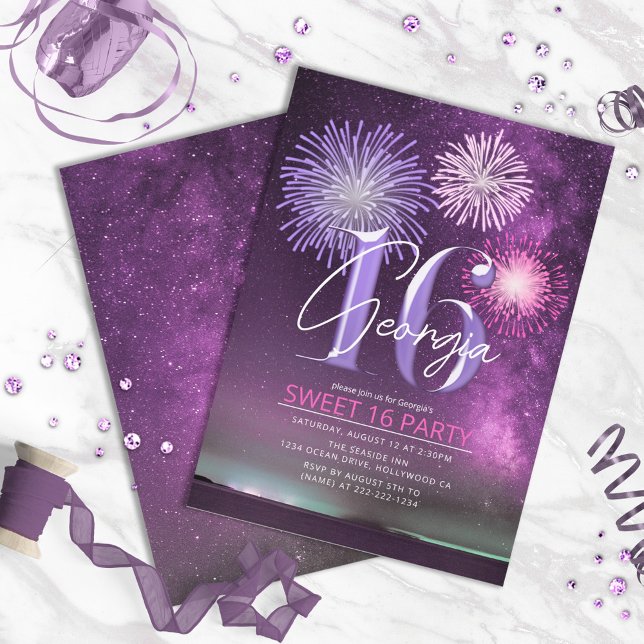 Carte Fireworks Sweet 16 Purple ID984 (Créateur téléchargé)