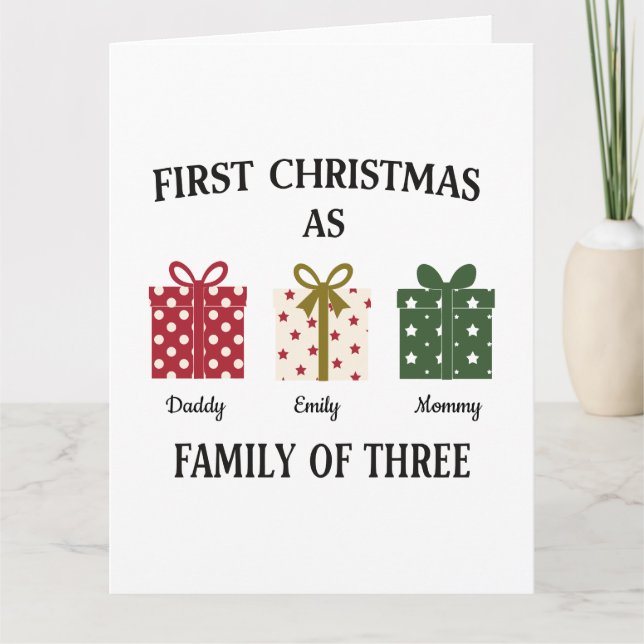 Carte First Christmas as Family of Three Gift (Devant)