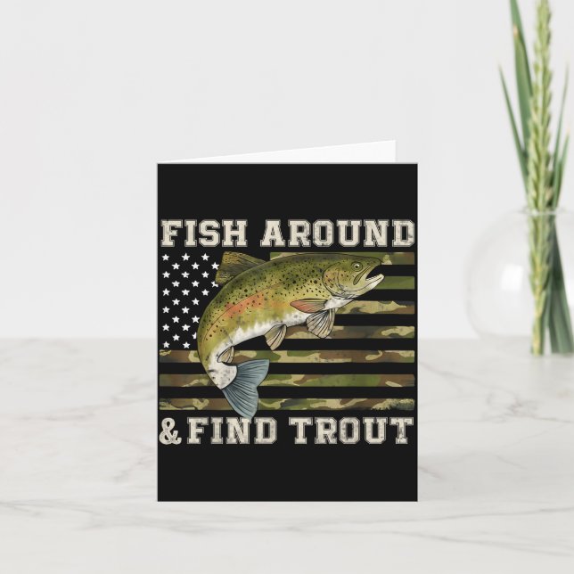 Carte Fish Around And Find Trout American Flag Funny Fis (Devant)
