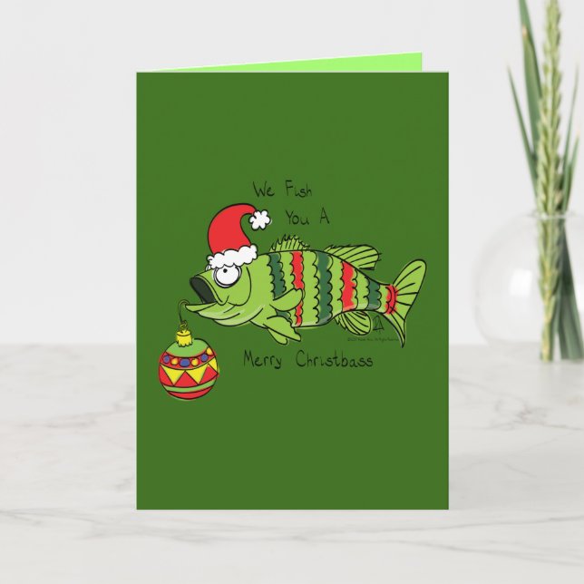 Carte Fish You a Merry - Christmas Bass Grey Card (Devant)
