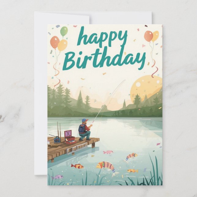 Carte Fishing Lovers is fishing on his birthday  (Devant)