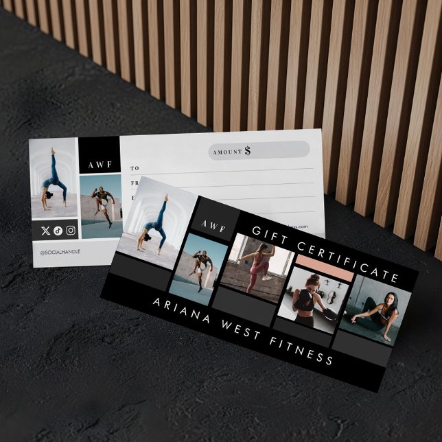 Carte Fitness Marque Photo Collage Certificat cadeau (Fitness Brand Photo Collage Gift Certificate)
