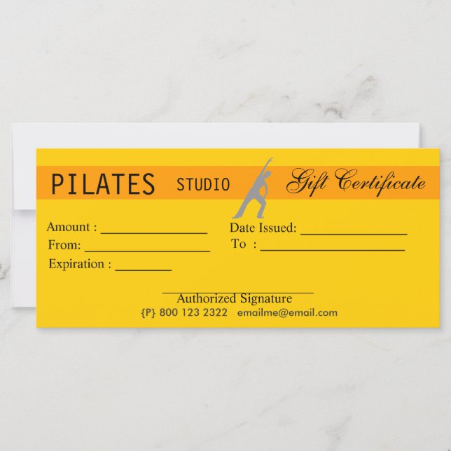 Carte Fitness Yoga Pilates Certificat cadeau Délivrance (Devant)