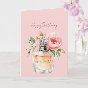 Carte Flacon de parfum Anniversaire Roses Péché Mignon