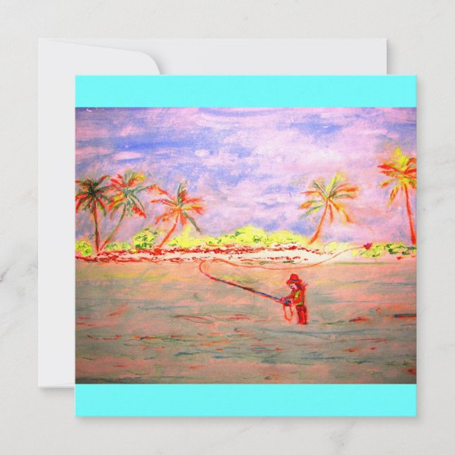 Carte flacon mouche fille de pêche (Devant)