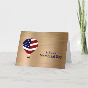 Carte Flag Hot Air Balloon Gold Memorial Day