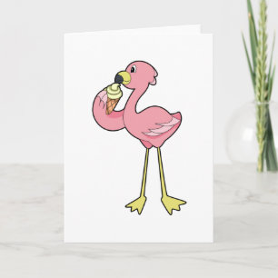 Carte Flamant avec glace au gaufre