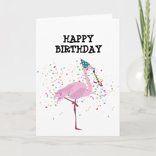 Carte Flamant rose - Animaux à la fête d'anniversaire (Devant)