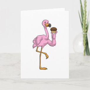 Carte Flamant rose avec muffin