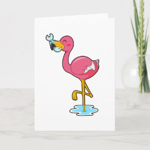 Carte Flamant rose avec Poisson