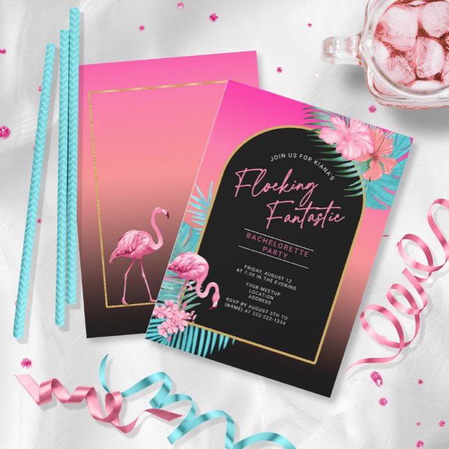 Carte Flamant rose Bachelorette Flocking ID930 fantastiq (Créateur téléchargé)