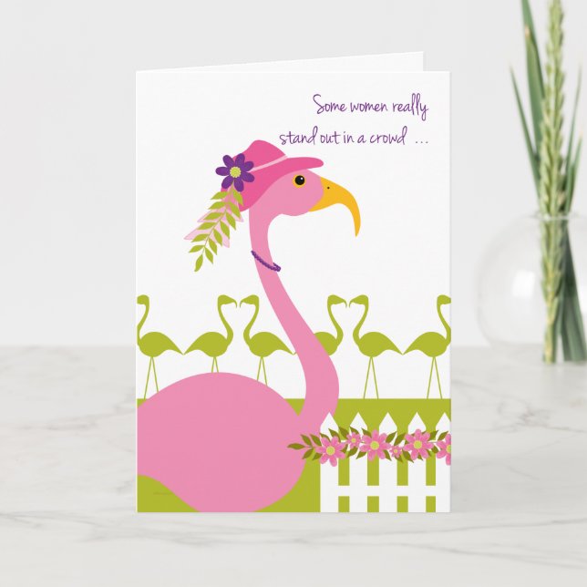 Carte Flamant rose chic impertinent pour la maman le (Devant)