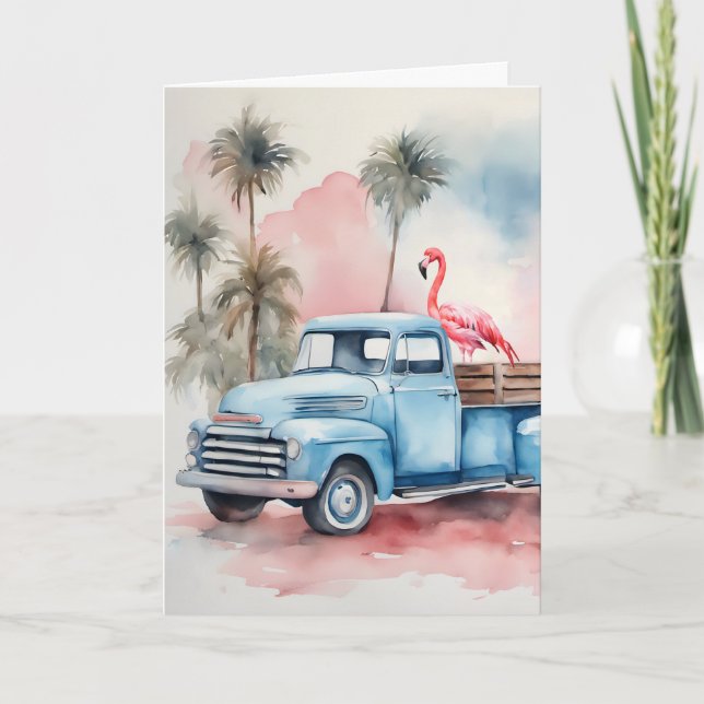 Carte Flamant rose d'anniversaire Humour (Devant)