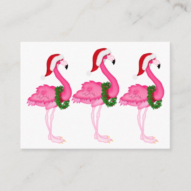 Carte Flamant rose de fermeture de Noël / étiquett (Devant)