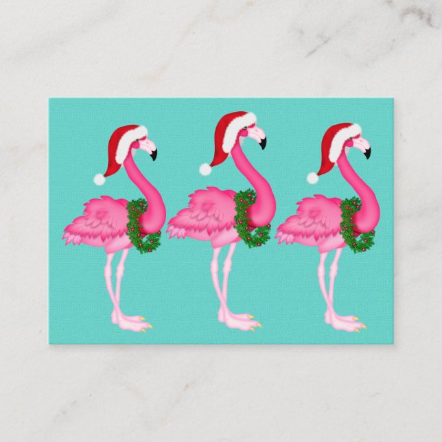 Carte Flamant rose de fermeture de Noël / étiquett (Devant)