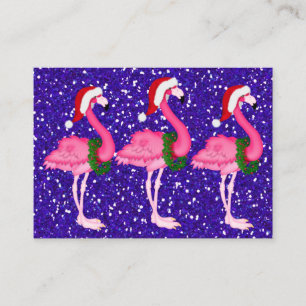 Carte Flamant rose de fermeture de Noël / étiquett