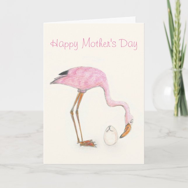 Carte Flamant rose de la fête des mères (Devant)
