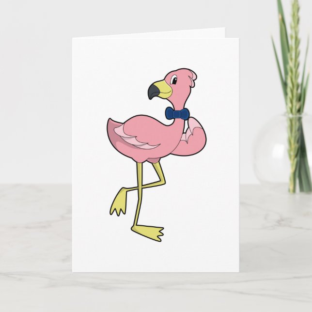 Carte Flamant rose en tant que Gentleman avec Cravate (Devant)