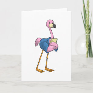Carte Flamant rose en tant que secrétaire avec Bloc-note