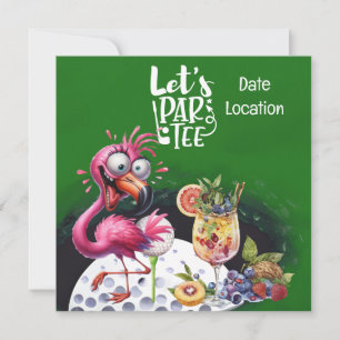 Carte Flamant rose Golf il est temps de faire la fête