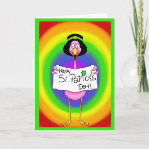Carte Flamant rose Irish St. Patrick's Day Card Arc-en-c