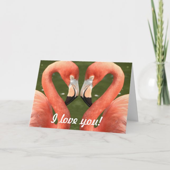 Carte Flamant rose - Je vous aime ! (Devant)