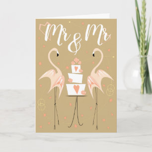 Carte Flamant rose Mariage M. & M. Texte