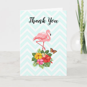 Carte Flamant rose rose & Hibiscus Tropical Merci fantai