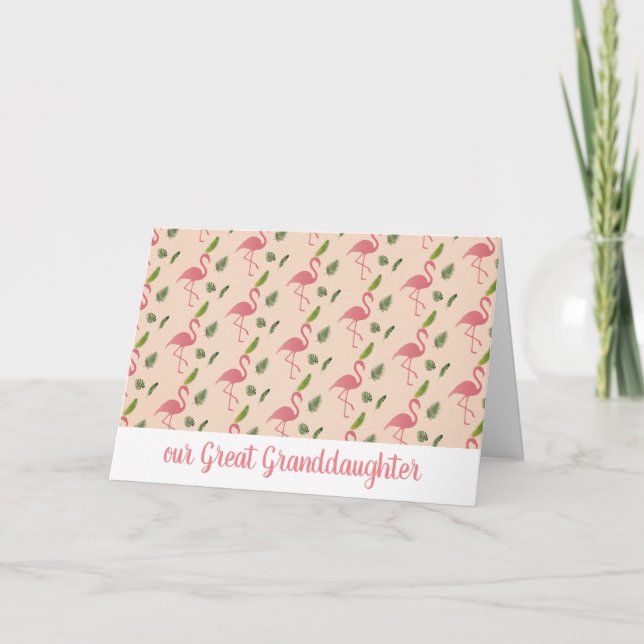 Carte Flamant rose rose Personnalisé Fille Personnalisé  (Devant)
