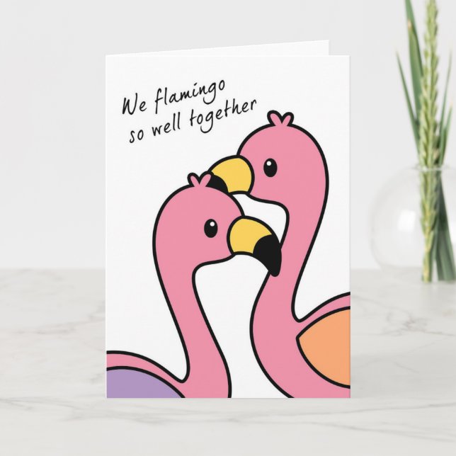 Carte Flamant rose So Well Anniversary/Love (Devant)