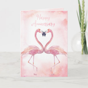 Carte Flamants roses de baiser   Anniversaire