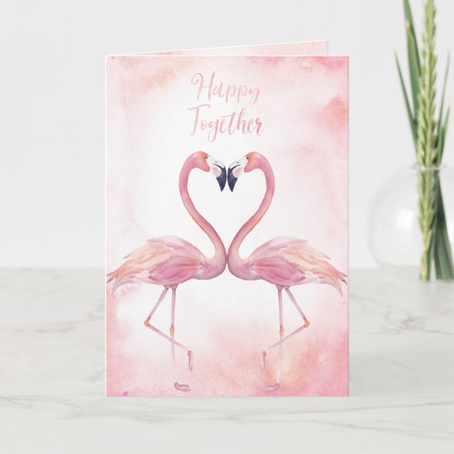 Carte Flamants roses de baiser | Bonne Saint Valentin (Devant)
