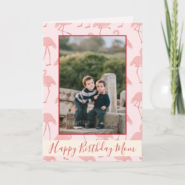 Carte Flamants roses roses Joyeux Anniversaire Maman Pho (Devant)
