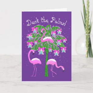 Carte Flamants roses roses Noël Palmier Personnalisé