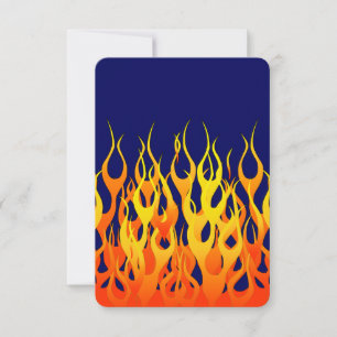 Carte Flammes de course classique en feu sur Navy Blue