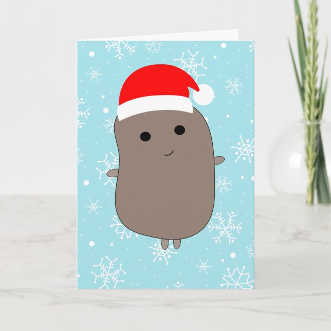 Carte Flammes de neige Bleues Funny Pomme de terre Noël (Devant)