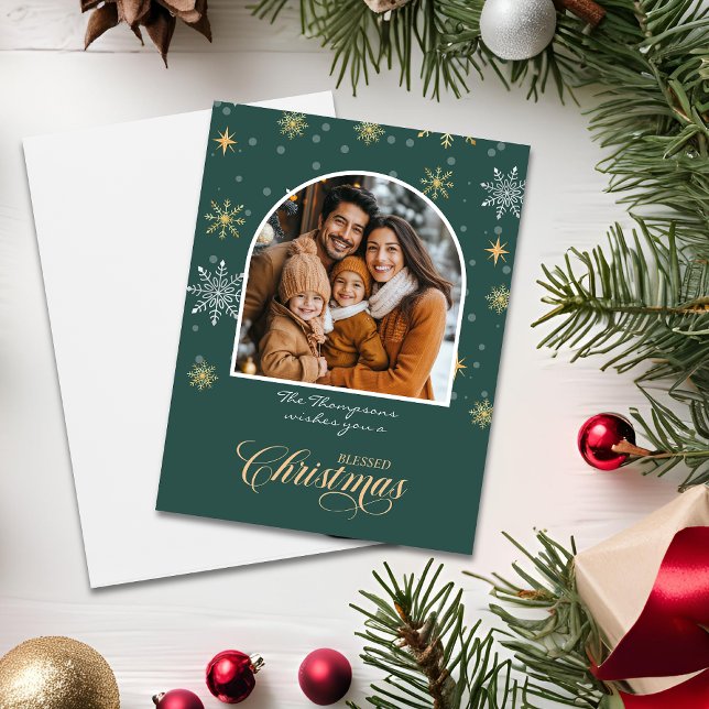 Carte Flammes de neige d'hiver modernes Photo Green Chri (Créateur téléchargé)