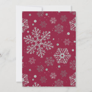 Carte Flammes de neige en argent sur rouge foncé