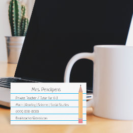 Carte flashcard personnalisée du tuteur privé