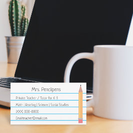 Carte flashcard personnalisée du tuteur privé