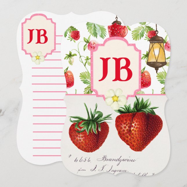 Carte Flat à fraise personnalisée (Devant / Derrière)