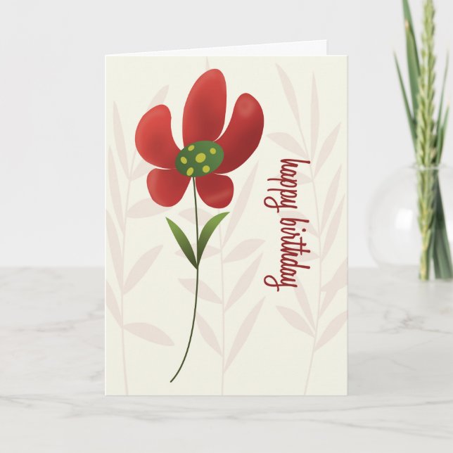 Carte Flat Art Solo Flower Birthday Card (Devant)