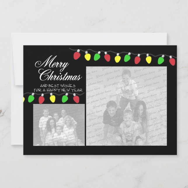 Carte Flat Photo Holiday Lights (Devant)