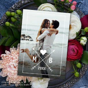 Carte Flèches Coeur d'Amour Monogrammé Personnalisées 20