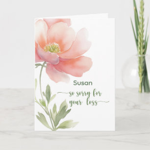 Carte Fleur aquarelle de condoléances personnalisée