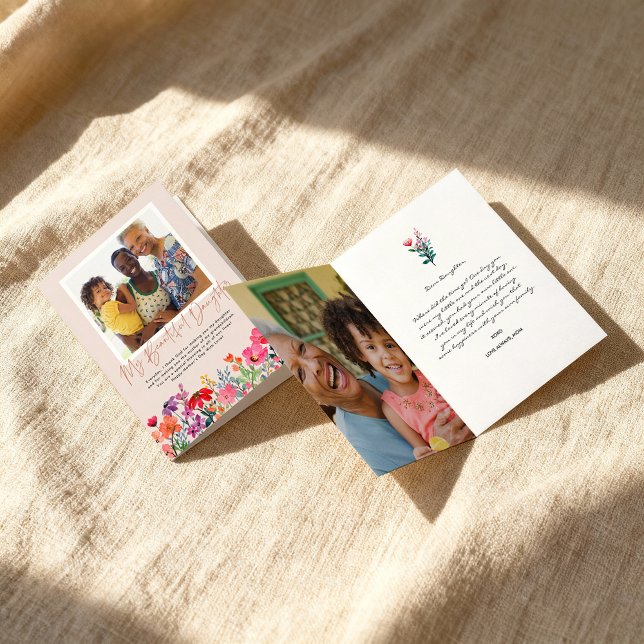 Carte Fleur aquarelle | Photo de la fête des mères de fi (Créateur téléchargé)