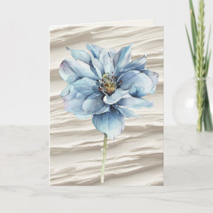 Carte Fleur Bleue D'Anniversaire Sur Abstrait D'Ivoire