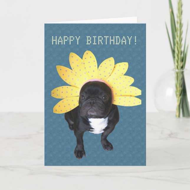 Carte Fleur Bulldog Française Joyeuse (Devant)